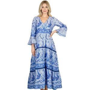 La Plage Water Mill Dress Effervescent White/Blue/Navy Size Medium